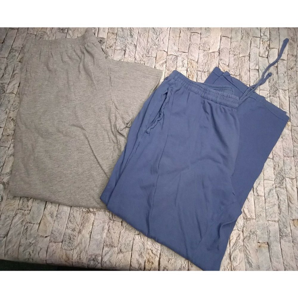 2 Pairs Men's Andrew Scott Size L Pajama Pants With Drawstring Waist & Pockets